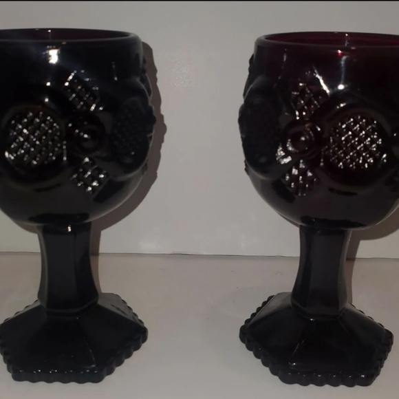 Avon Cape Cod Ruby Red Wine Goblets Vintage Glass 4.5"H Set Of 2 1980s - Picture 3 of 9